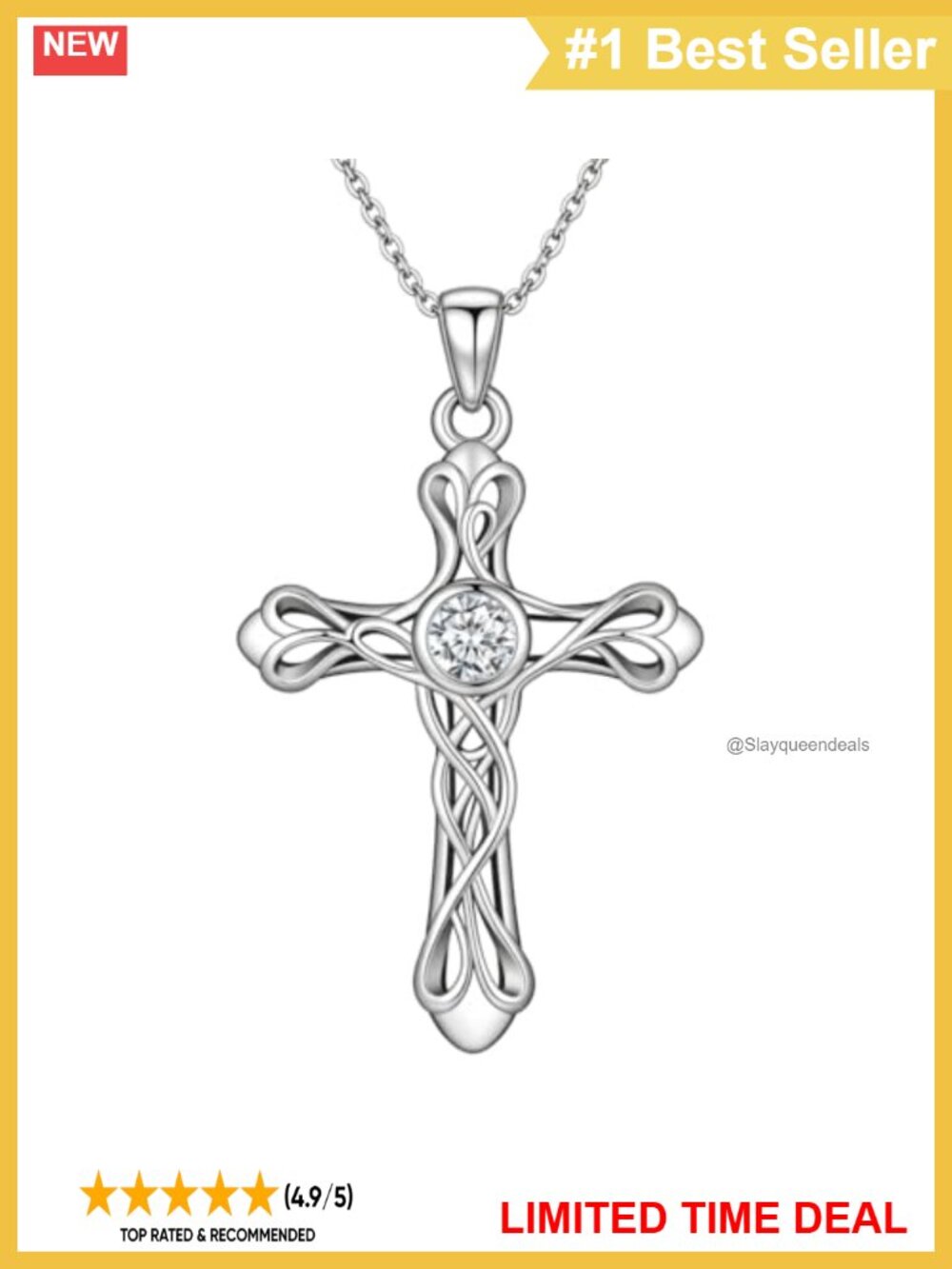 Sterling Silver Cross Pendant Necklace Protection Jewelry Gift for Her